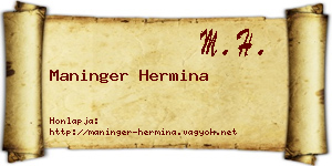 Maninger Hermina névjegykártya